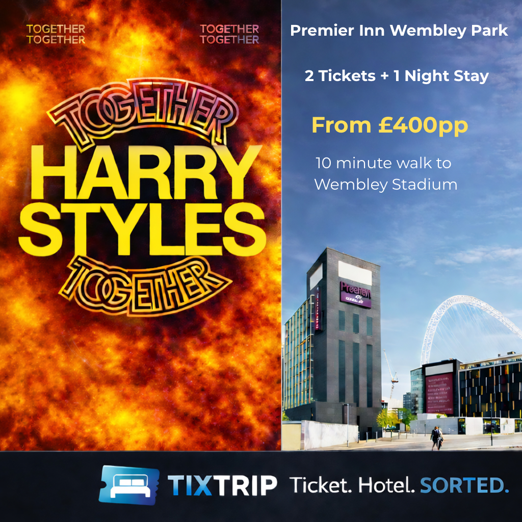harry styles – 3rd July • 3★ Hotel 10 min walk to Wembley + 2 rear standing tickets (£400pp)